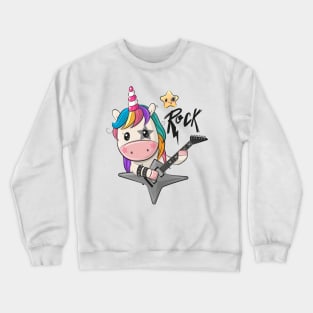 A cool unicorn with a guitar and the inscription Rock Crewneck Sweatshirt